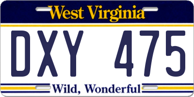 WV license plate DXY475