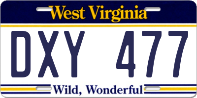 WV license plate DXY477