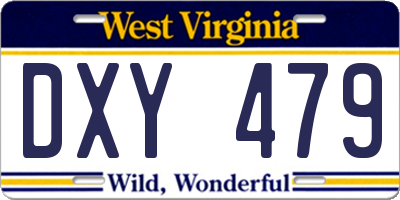 WV license plate DXY479