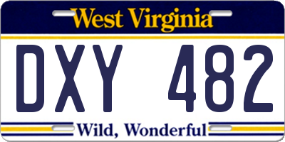 WV license plate DXY482