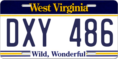 WV license plate DXY486