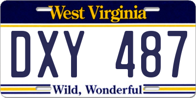 WV license plate DXY487