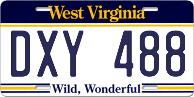 WV license plate DXY488