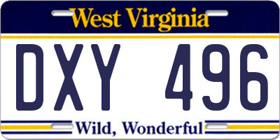 WV license plate DXY496