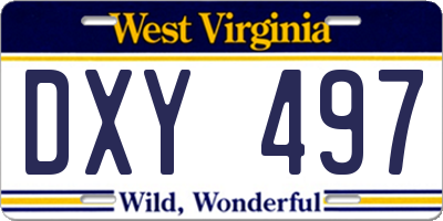 WV license plate DXY497