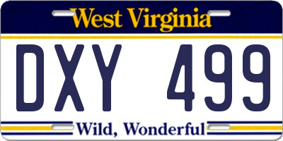 WV license plate DXY499