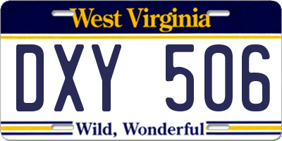 WV license plate DXY506