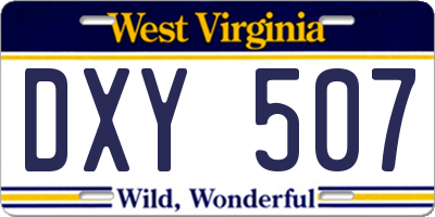 WV license plate DXY507