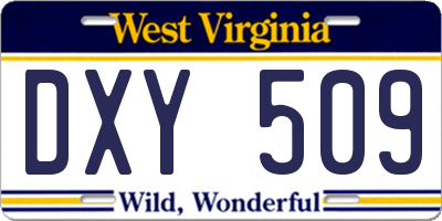 WV license plate DXY509