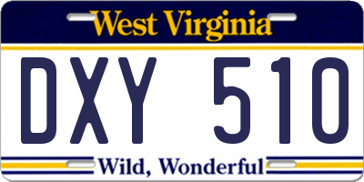WV license plate DXY510