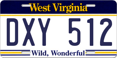 WV license plate DXY512
