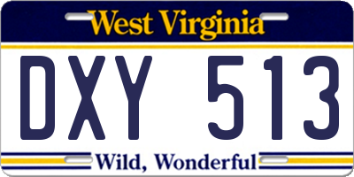 WV license plate DXY513