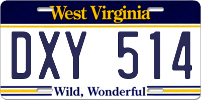 WV license plate DXY514