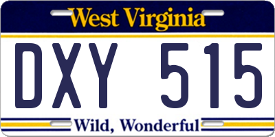 WV license plate DXY515