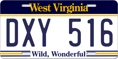 WV license plate DXY516