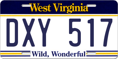 WV license plate DXY517
