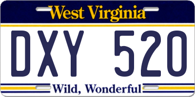 WV license plate DXY520