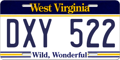 WV license plate DXY522