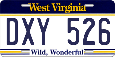WV license plate DXY526