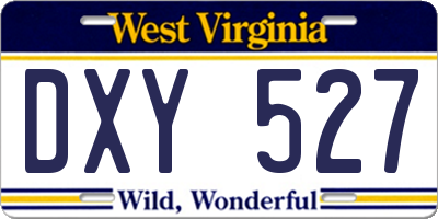 WV license plate DXY527