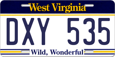 WV license plate DXY535