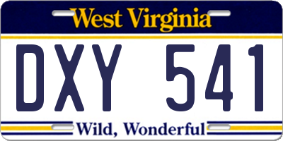 WV license plate DXY541