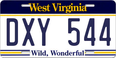WV license plate DXY544