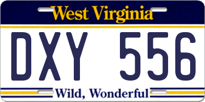 WV license plate DXY556