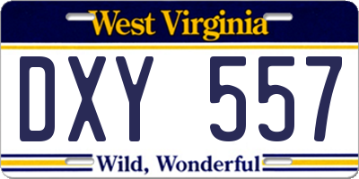 WV license plate DXY557