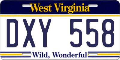 WV license plate DXY558