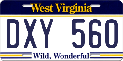 WV license plate DXY560