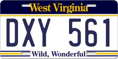 WV license plate DXY561