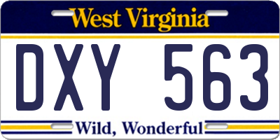 WV license plate DXY563