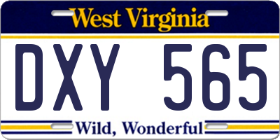 WV license plate DXY565