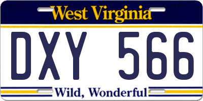 WV license plate DXY566