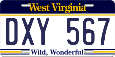 WV license plate DXY567