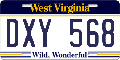 WV license plate DXY568