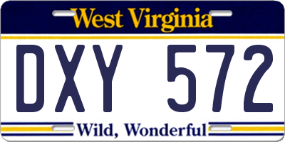 WV license plate DXY572