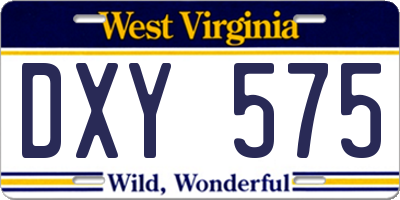 WV license plate DXY575