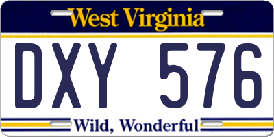 WV license plate DXY576