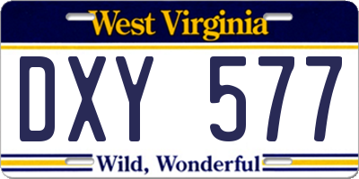 WV license plate DXY577