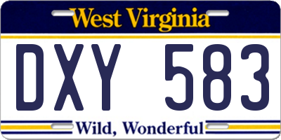 WV license plate DXY583