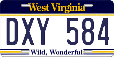 WV license plate DXY584