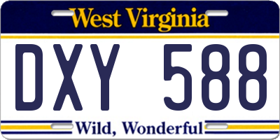 WV license plate DXY588