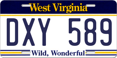 WV license plate DXY589