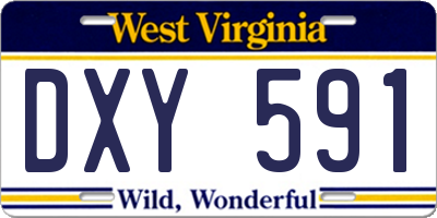 WV license plate DXY591