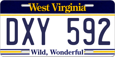 WV license plate DXY592