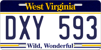 WV license plate DXY593