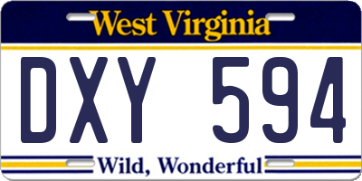 WV license plate DXY594