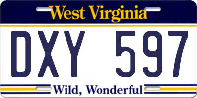 WV license plate DXY597
